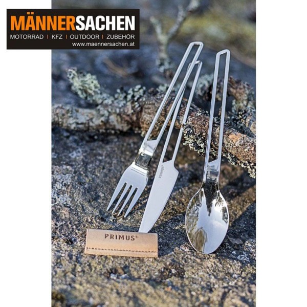 PRIMUS Besteck-Set "CAMPFIRE CUTLERY SET" aus Edelstahl mit Messer, Gabel und Löffel. Höchste Qualit