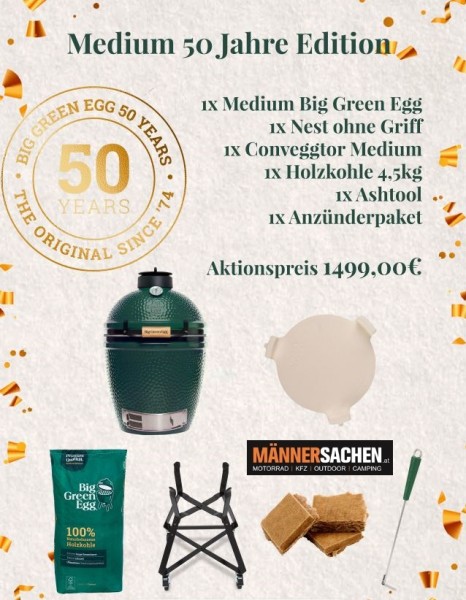 BIG GREEN EGG Grill MEDIUM Starterset "50 JAHRE JUBILÄUMSSET" zum SONDERPREIS