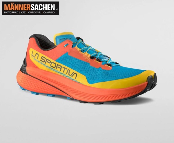 LA SPORTIVA Trailrunning Schuhe Prodigio Tropic Blue/Cherry Tomato, mit Wrapping System-Konstruktion