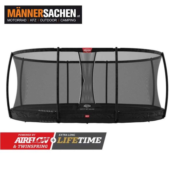 BERG TOYS Trampoline CHAMPION INGROUND 430 schwarz + SICHERHEITSNETZ DELUXE XL 35.44.86.00